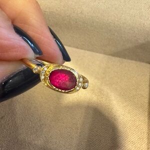 Designer OOK Brooke Gregson 18k Yellow Gold Ruby & Diamond Ring